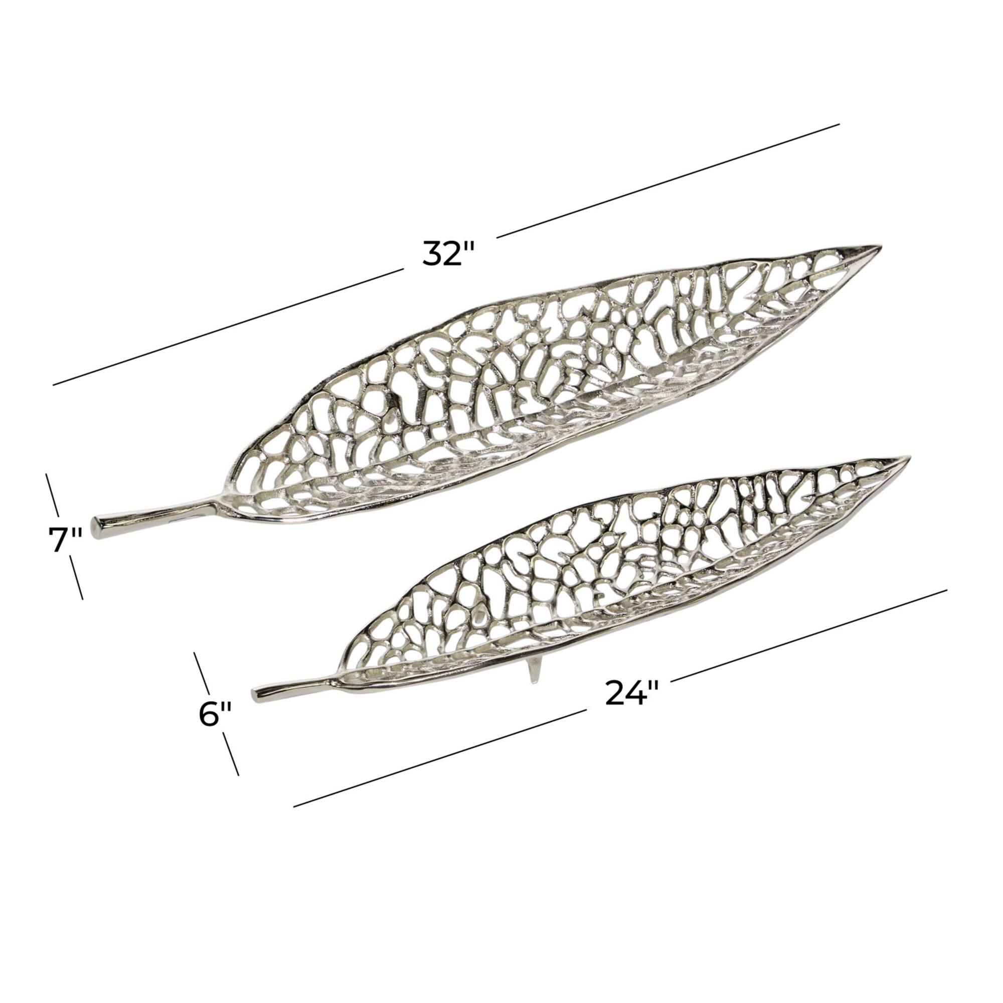 Silver Leaf Aluminum Glam Tray Set